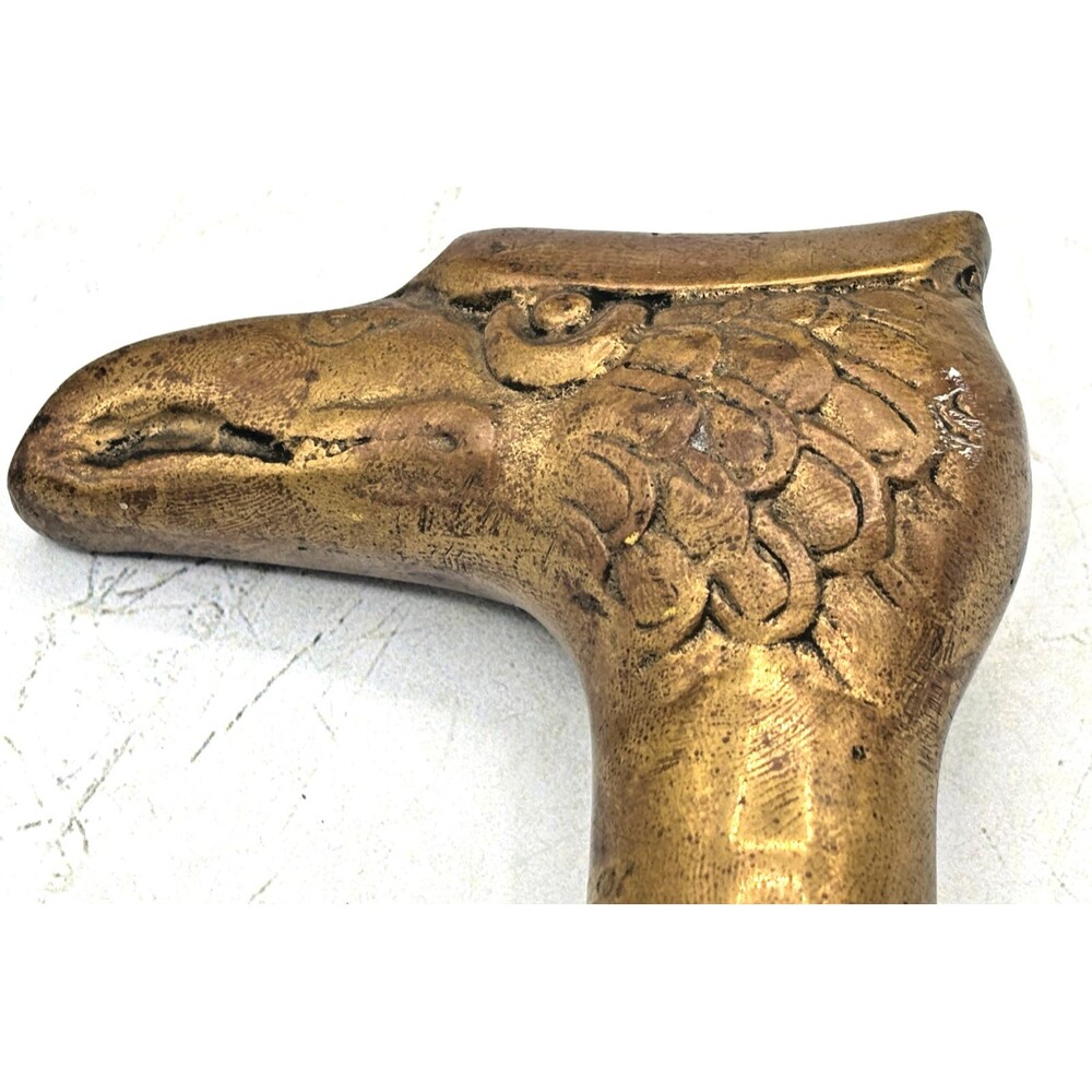 Vintage Brass Eagle Head Statue Walking Stick Cane Handle Top Topper Screw EUC - Picture 9 of 14